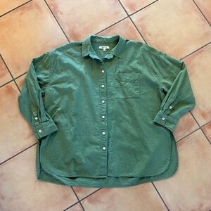 Madewell Green Linen Blend Button Up Shirt Size M